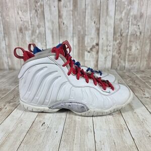 Nike Air Foamposite One Basketball Shoes White‎ Red Blue Youth 4.5Y